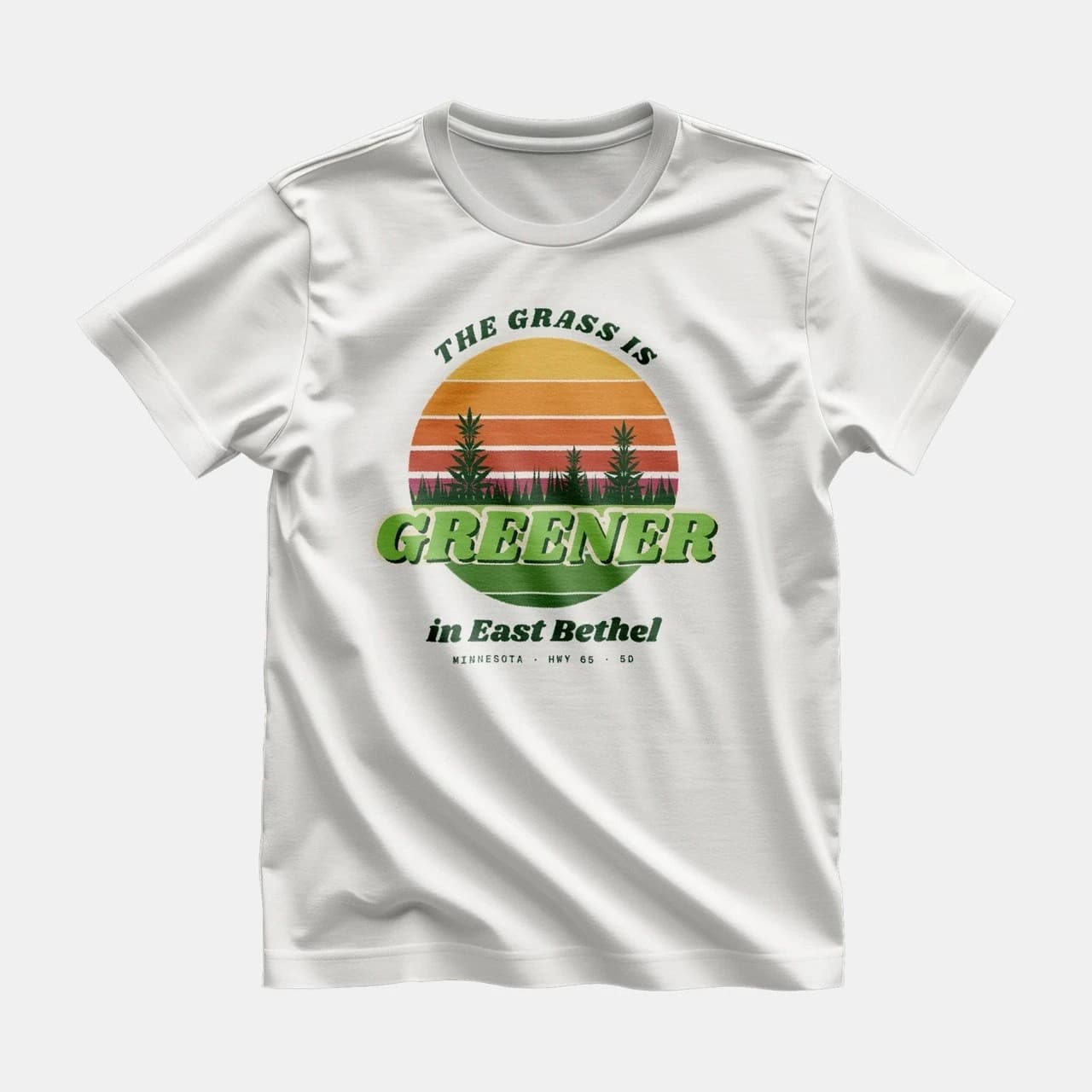 White 5D tee, The Grass Is Greener in East Bethel